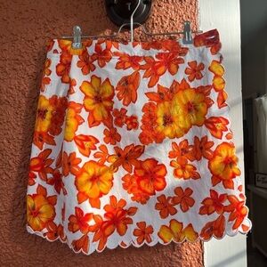 AMI Tropical Floral Retro Skirt/Squart Scalloped Hem Size 8